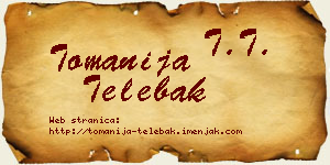 Tomanija Telebak vizit kartica